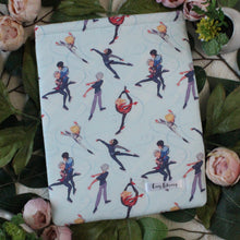 Load image into Gallery viewer, Shown are Yuuri, Yuri, and Viktor from a well known sports anime, in various forms of Figure Ice Skating.